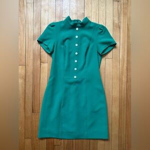 Birds of North America Apalis Green Short-Sleeve Button Dress Made in Canada